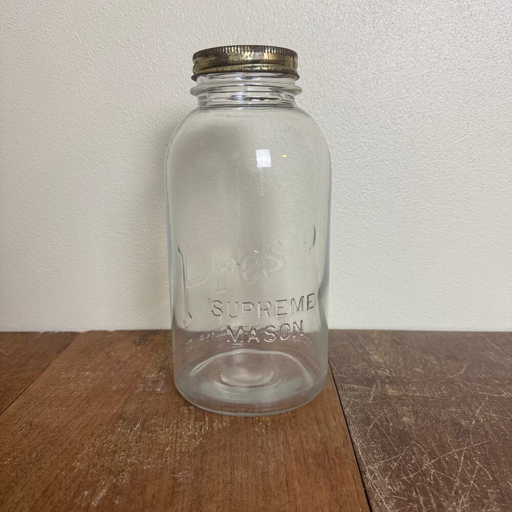 Presto‎ Supreme Mason Jar 9.5 inches Mfd by Illinois Glass Company Embossed